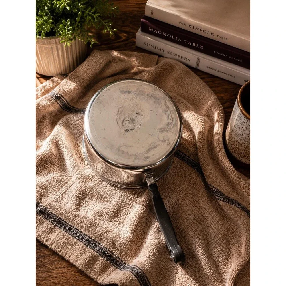 Vintage Stainless Steel Saucepan with Lid – Cozy Kitchen Gift Set Idea
